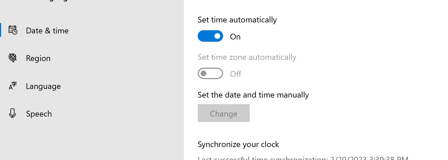 windows set time automatically